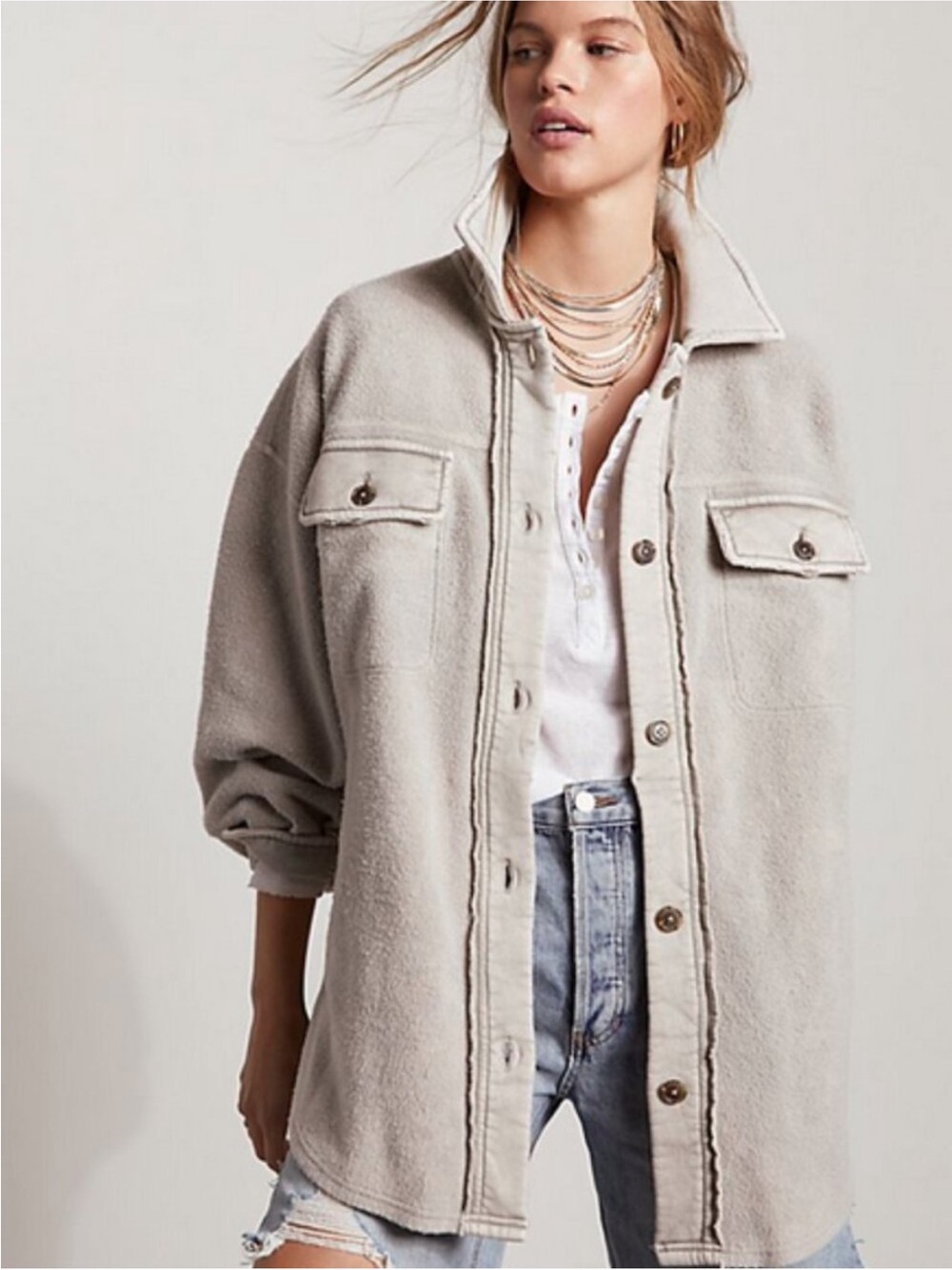 Free People Ruby Jacket in Stone Size Medium - Picture 7 of 7